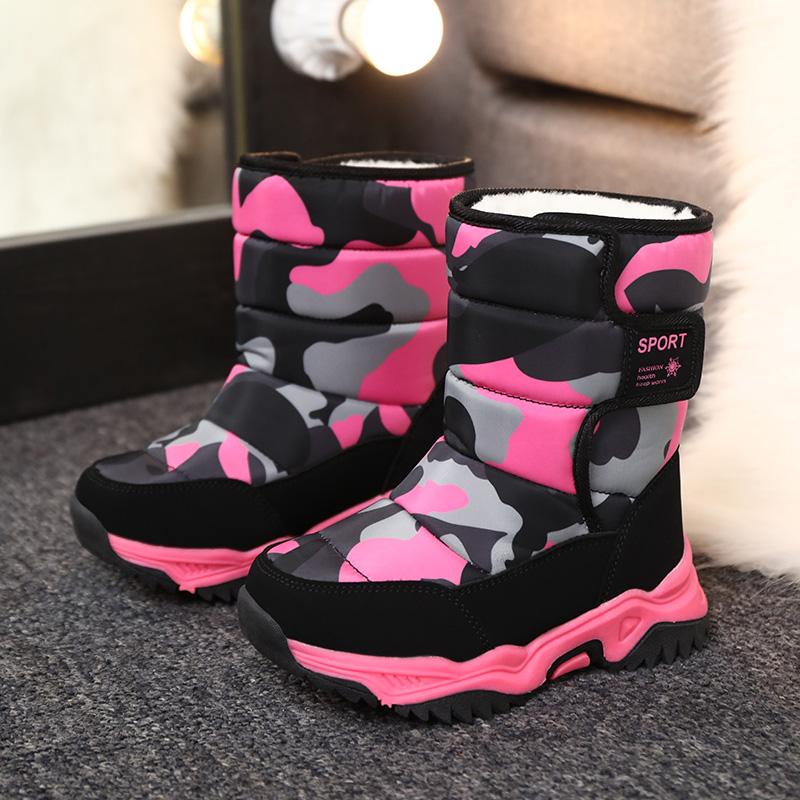 Kids Winter Boots Fashion Convenient Outdoor Thick Sole with Plush Insulation Boy's Snow Boots High Top Cotton Shoes