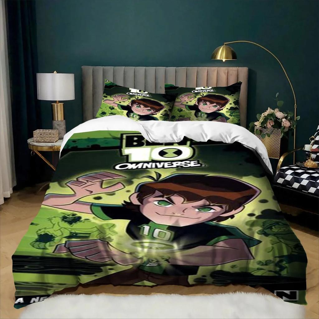 Cartoon Bedding Set Ben 10 Exquisite 3D Duvet Cover Pillowcase Kids Bedroom Bed Twin Full Queen Size for Children Room gift