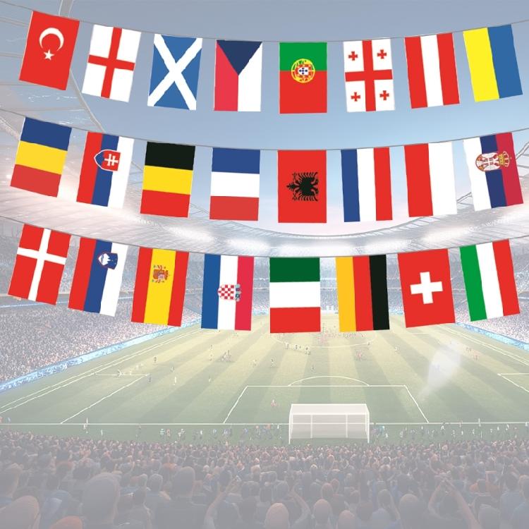2024 European 24 Countries Flag Football Cup Flags Bunting National String Flags Football Event for Party Decoration