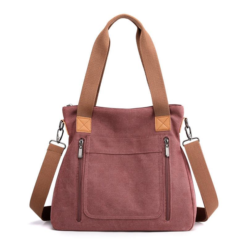 Canvas Tote Bag For Women With Large Capacity And Zipper Closure For Daily Use