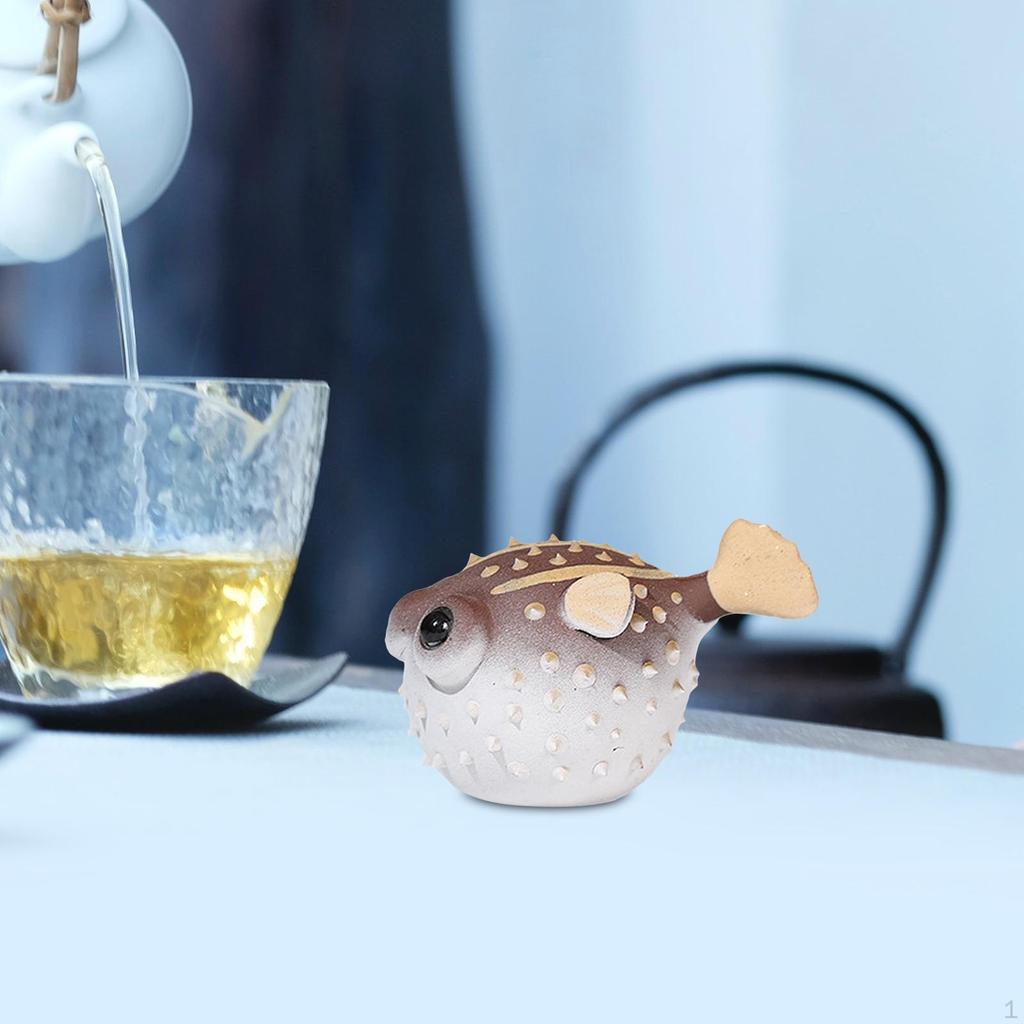 Puffer Statue Te Pet Ornament Collectible Gave for Lovers Håndlaget miniatyr skulptur dyr