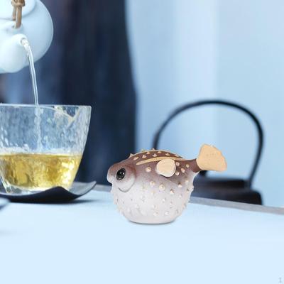 Puffer Statue Tea Pet Ornament Collectible Gift for Lovers Handmade Miniature Sculpture Animal