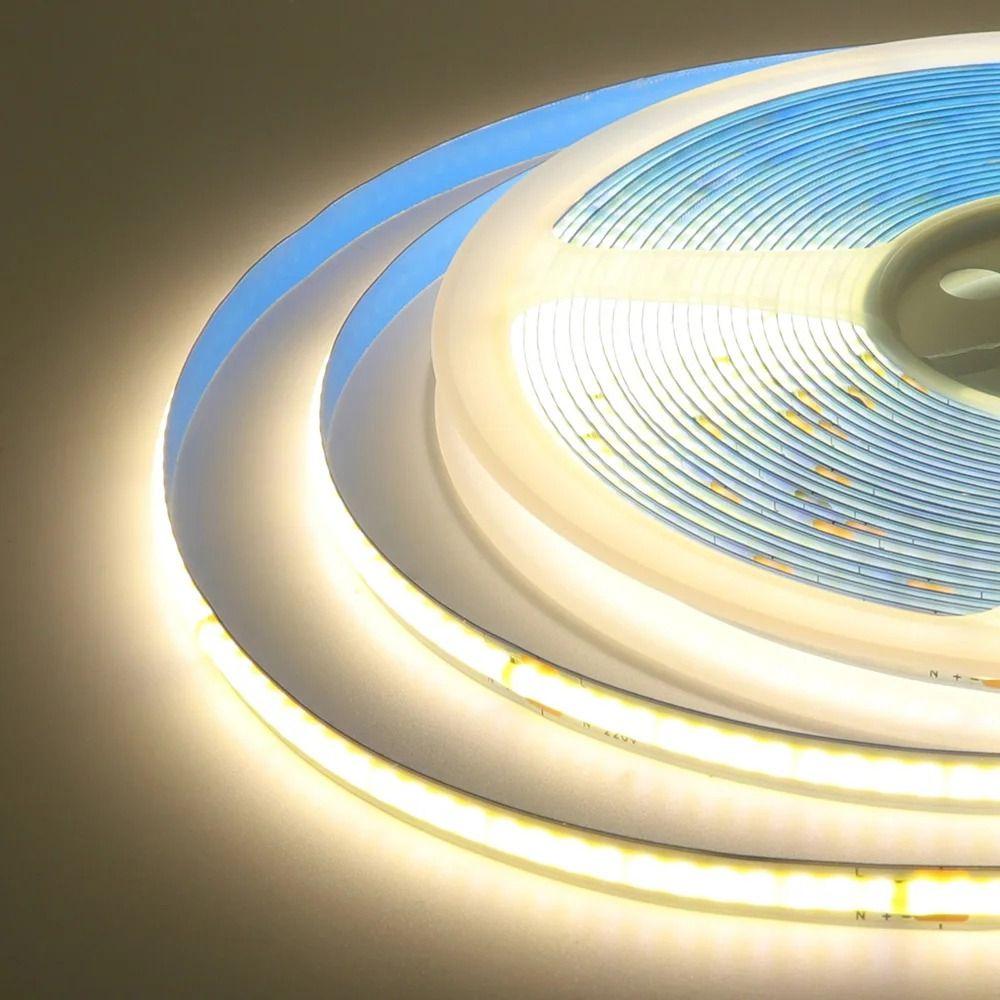 1Roll DC12/24V 320LED COB LED Strip Light Super Bright 5m 10m Flexible Lamp High Density RA90 Warm White Natural White