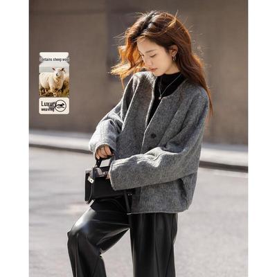 Demana Women's Winter V-Neck Loose Batwing Short Jacket