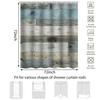 183*183cm Farmhouse Wooden Barn Door Style Shower Curtain Bathroom Curtain with Hooks