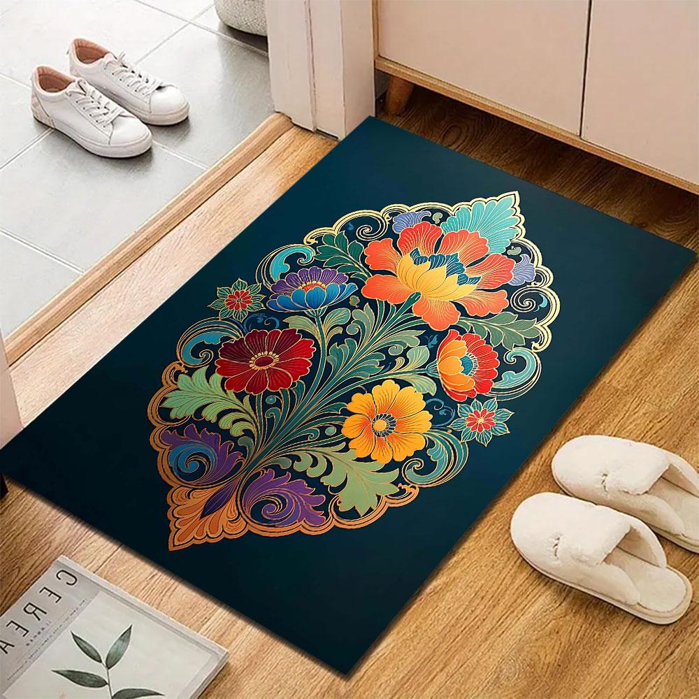 Floral Pattern with Vibrant Colors Patterned carpet, suitable as a non slip play mat for the living room and bedroom sofa