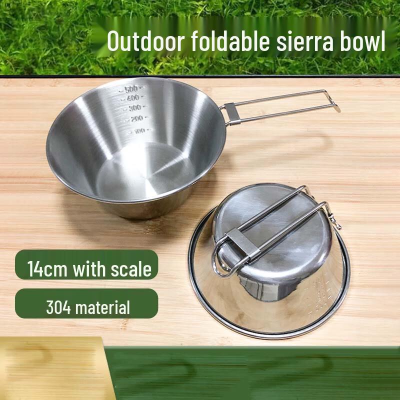 Portable 304 Stainless Steel Folding Camping Bowl 14cm
