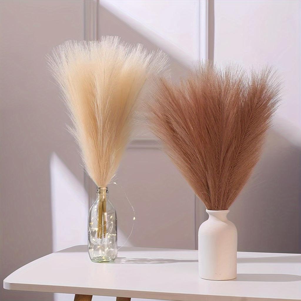 20pcs Simulated reed grass, Faux Feather Stems, Home Decor, Fabric, for Living Room, Wedding, Engagement,No Vase Included