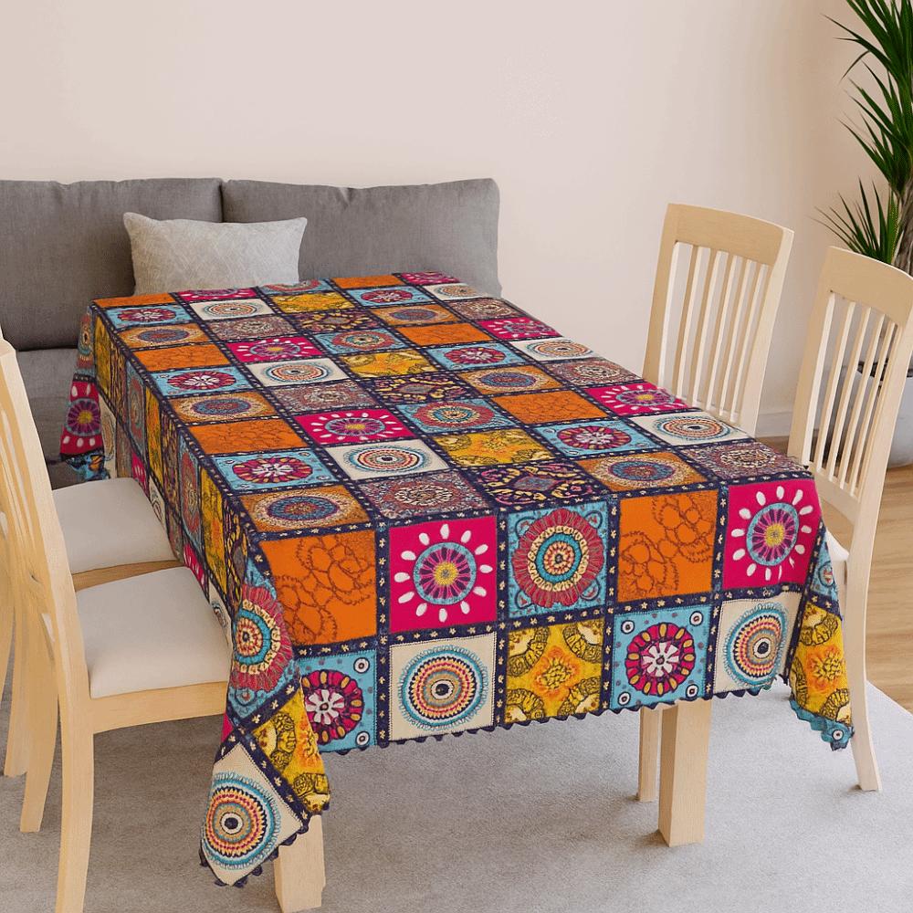 Rectangle Table Cover Ethnic Style Table Protecter Bohemian Mandala Tablecloth Banquet