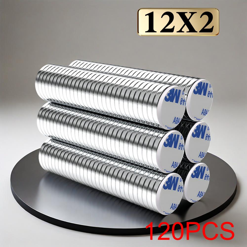12x2mm  Super Powerful Round Neodymium Magnet  With double-sided adhesive Magnet N35 Strong Permanent Magnetic imanes