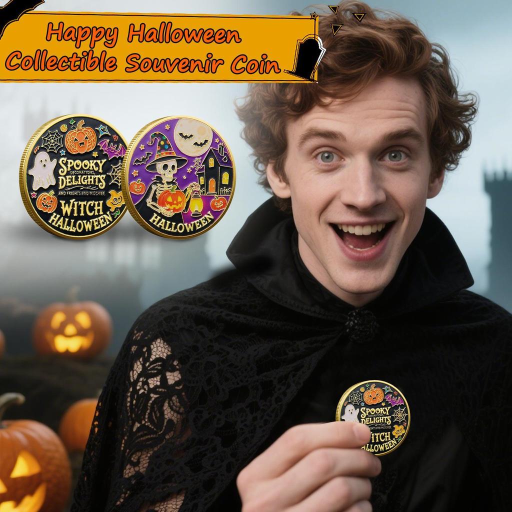 Halloween Souvenir Coin Halloween Collectible Novelty Coin Fantasy Art Collectibles For Kids Collectors Desktop Cabinet Shelf