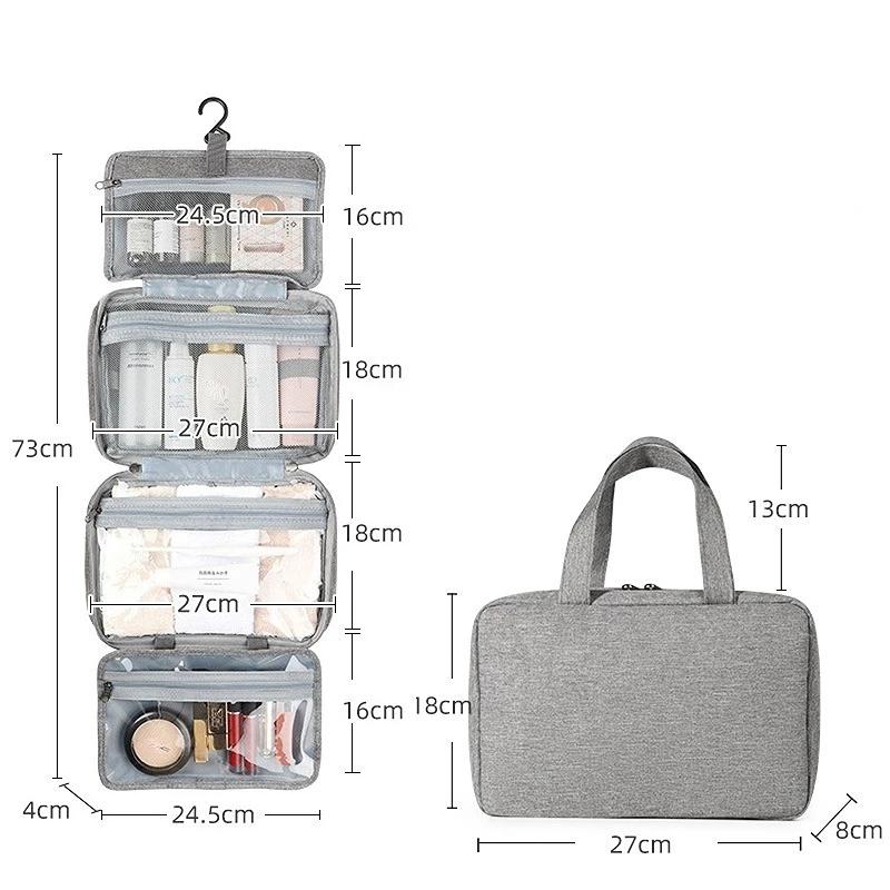 Trousse de toilette de voyage pliable et étanche, séparation sèche et humide, sac de rangement pour cosmétiques, sac à cosmétiques de grande capacité