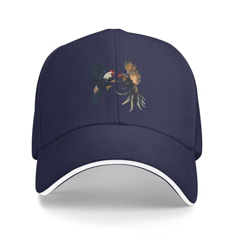 Gorra De Béisbol Con Estampado De Gallo Malla Transpirable Negra Con Diseño De Gallo Rojo Dorado Vibrante Para Gorra Deportiva