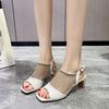 Fashion Fish Mouth Fashion Sandals High Heeled 2025 Summer Open Toes Hollow Breathable Comfortable Coarse Heels Outdoor Beach Cool Pumps