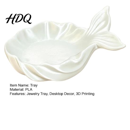 Girlish Room Accessories Fishtail Jewelry Storage Tray Large Capacity Groove Design Pearlescent Makeup Tray 3D Printing Desktop Ornament for Rings