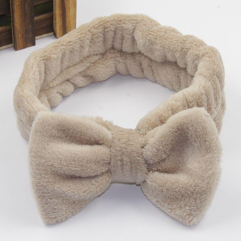 Coral Fleece Bow Headband, Women'S Wide-Edge Face Wash Headband, Solid Color Plush Hair Band, Simple Hair Accessories.