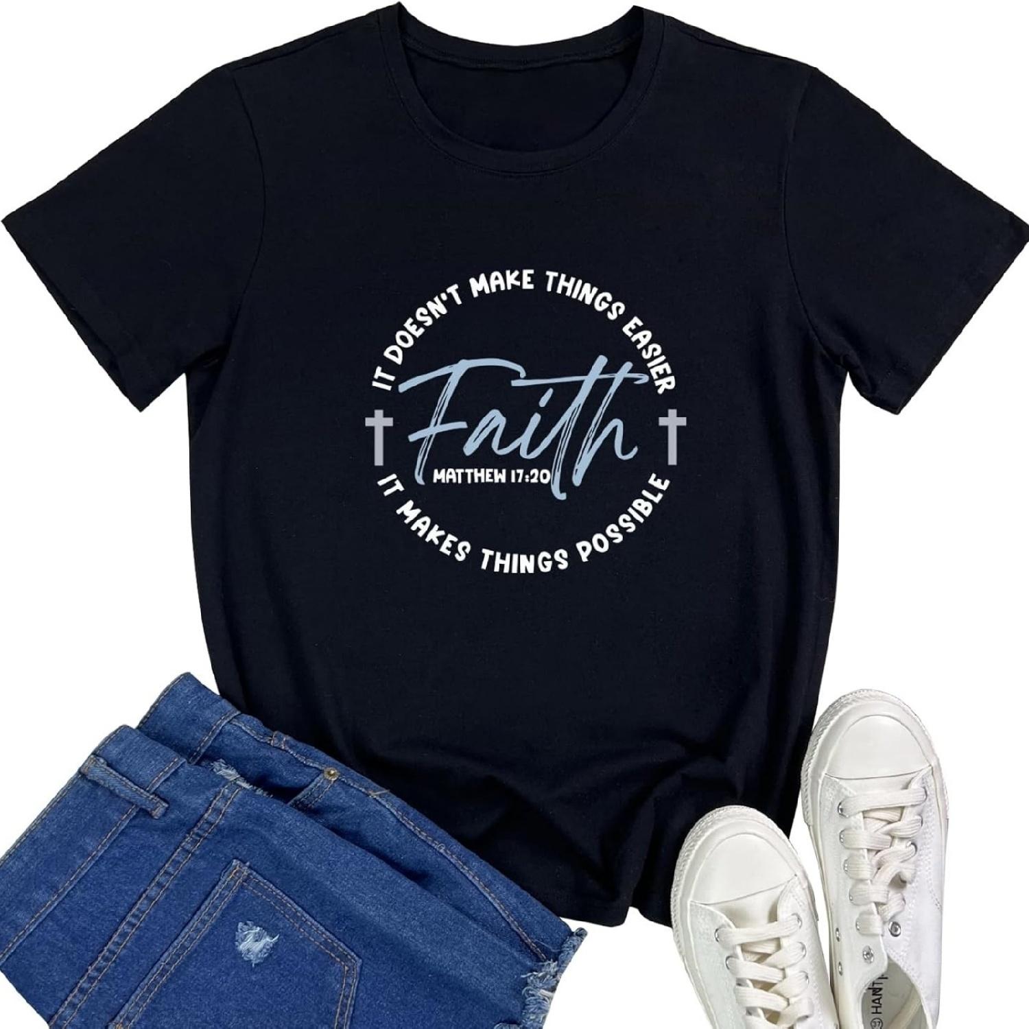 BLACKMYTH Womens Faith Graphic Tees Fashion Tshirts XXXXXL разноцветный