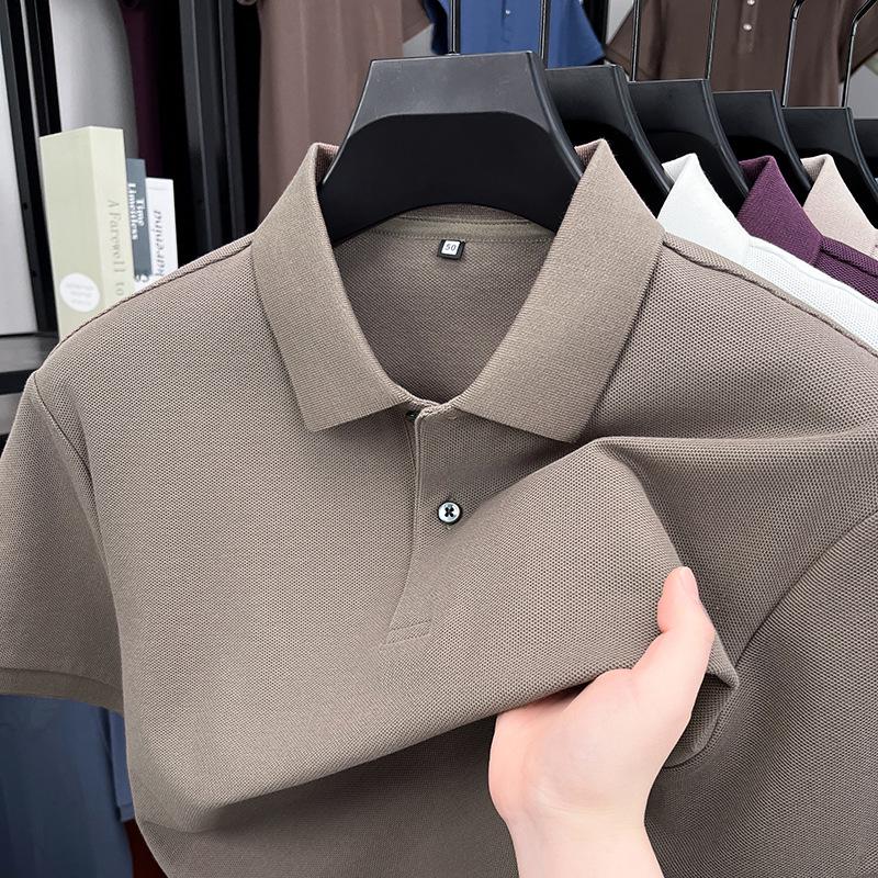 

Мужская летняя повседневная рубашка-поло из 100% чистого хлопка с отложным воротником XXXL - 170-200 lbs хаки