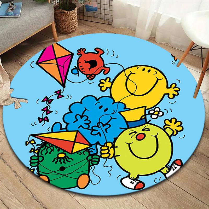 Herr. Herren Teppich Little Miss Rund, Teppich für Wohnzimmer Schlafzimmer Sofa Spielzimmer Dekor, Rutschfeste Bodenmatte
