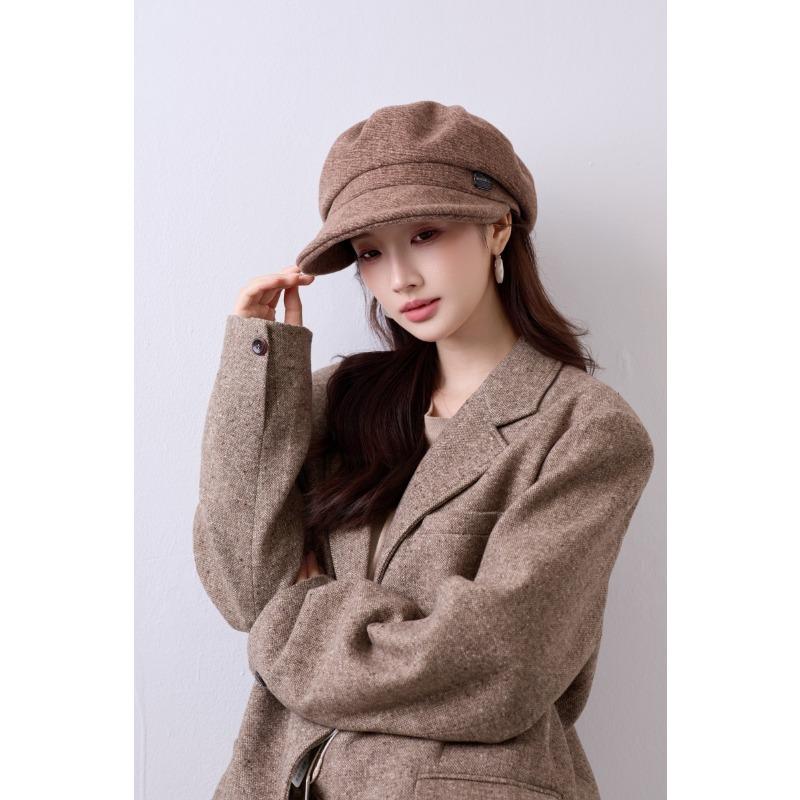 Damen S Herbst Winter Vintage Newsboy Baseballkappe Große Gesichtsformende Mütze