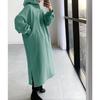 Felpa con cappuccio oversize ispessita da donna alla moda, abito lungo a maniche lunghe a tinta unita, abbigliamento autunno-inverno