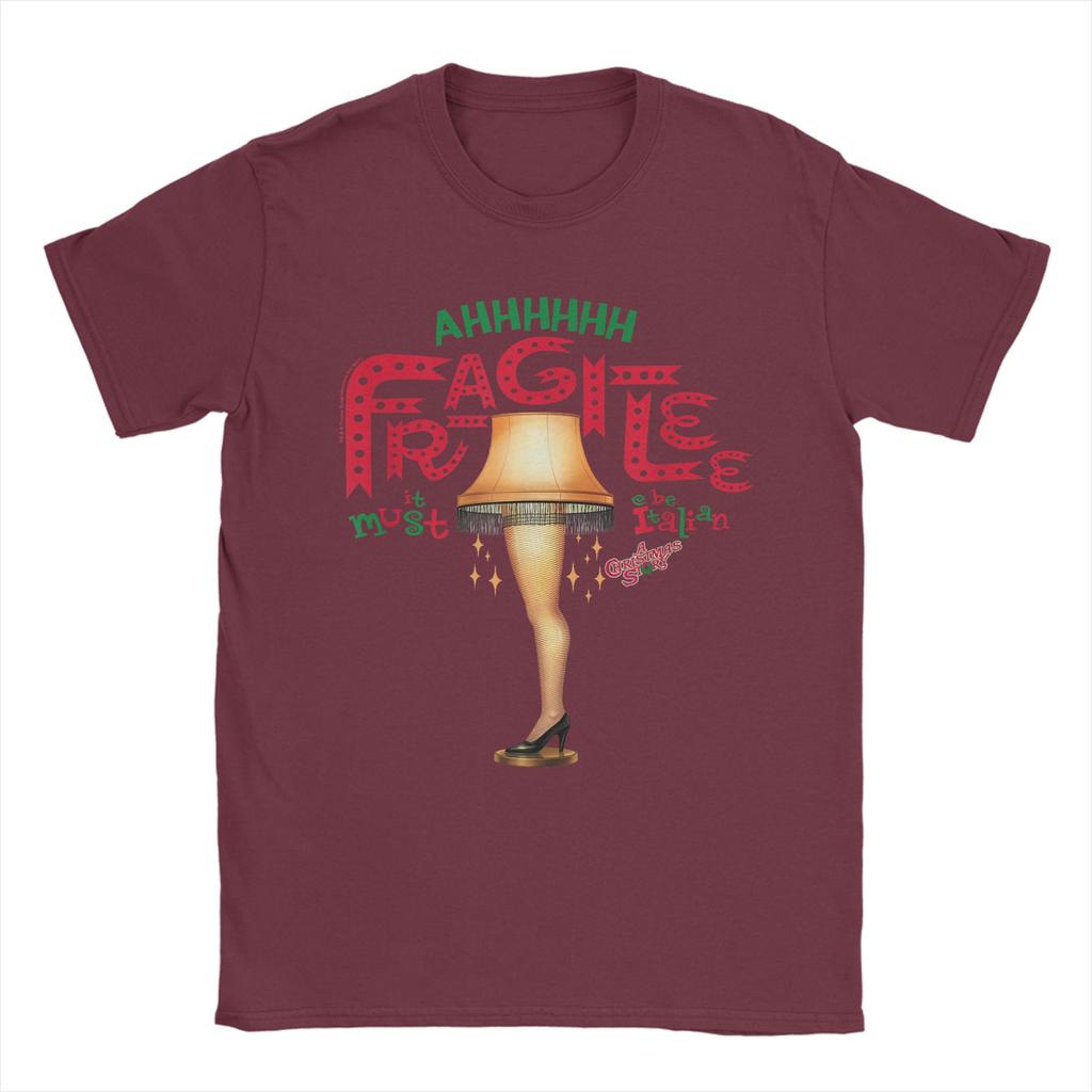 A Christmas Story Ahh Fragilee Leg Lamp Funny Holiday T Shirts for Men 100% Cotton T-Shirt O Neck  Tee Shirt Short Sleeve Tops