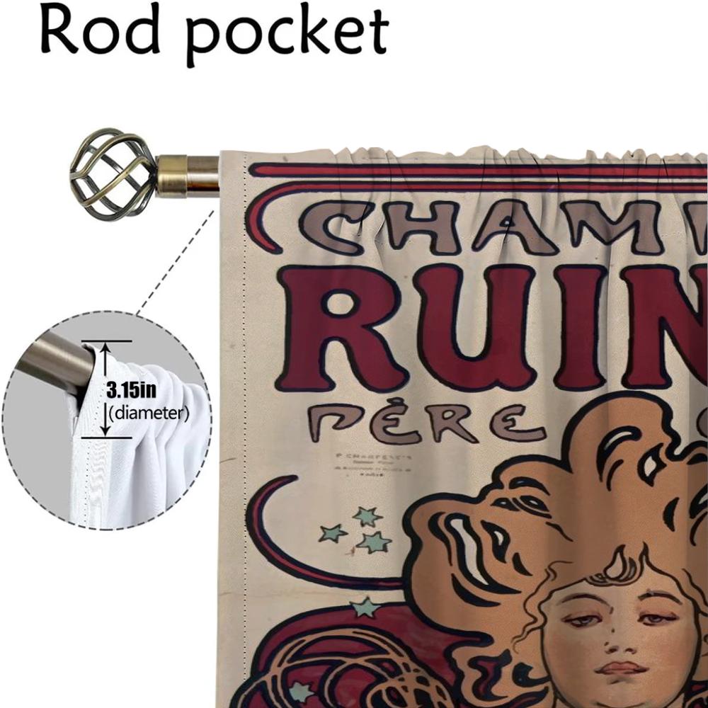 Alphonse Mucha Vorhänge für Wohnzimmer Vorhang für Zimmer 2 Paneele Heiminneneinrichtung Vorhänge Jalousien Raumteiler Halloween Dekoration