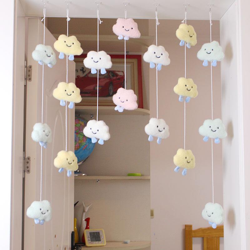 Plush Cloud Brooch: Children’s Ornament with Pompom & Wind Chime for Classroom or Nursery Decor