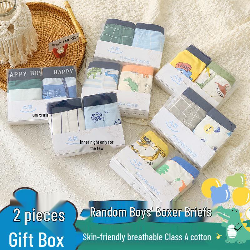 2-Piece Box: Boys' Cotton Boxer Briefs for Toddlers and Kids (Medium & Large)