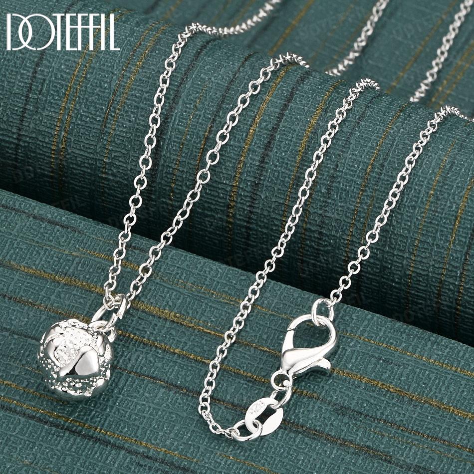 925 Sterling Silver Patterned Ball Necklace Wedding Jewelry
