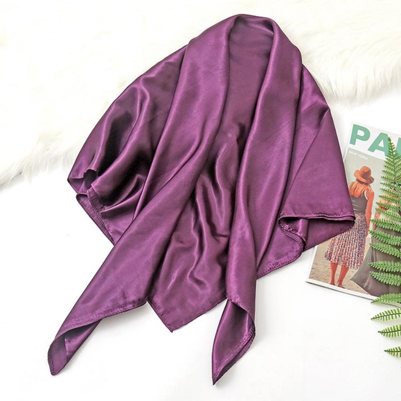 90*90cm Big Size Headwraps Solid Colors Neckerchief Hijab Women Satin Headband Hair Scarves Female Shawls Head Scarfs for Ladies