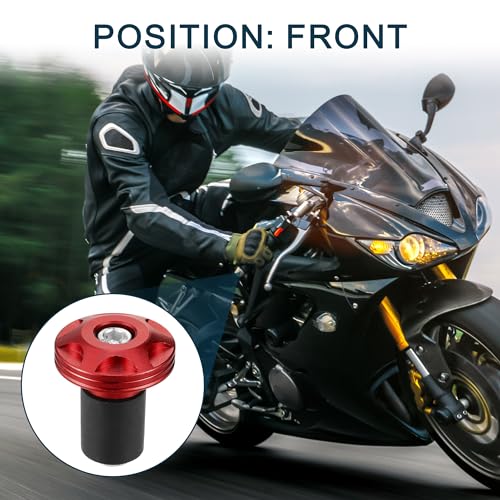TUCKBOLD Motorcycle Handlebar End Plugs Aluminum Alloy 7/8" 22mm 32mm OD Fashionable | Front Handlebar Grip Cap Gear Balance Plugs Red 2pcs