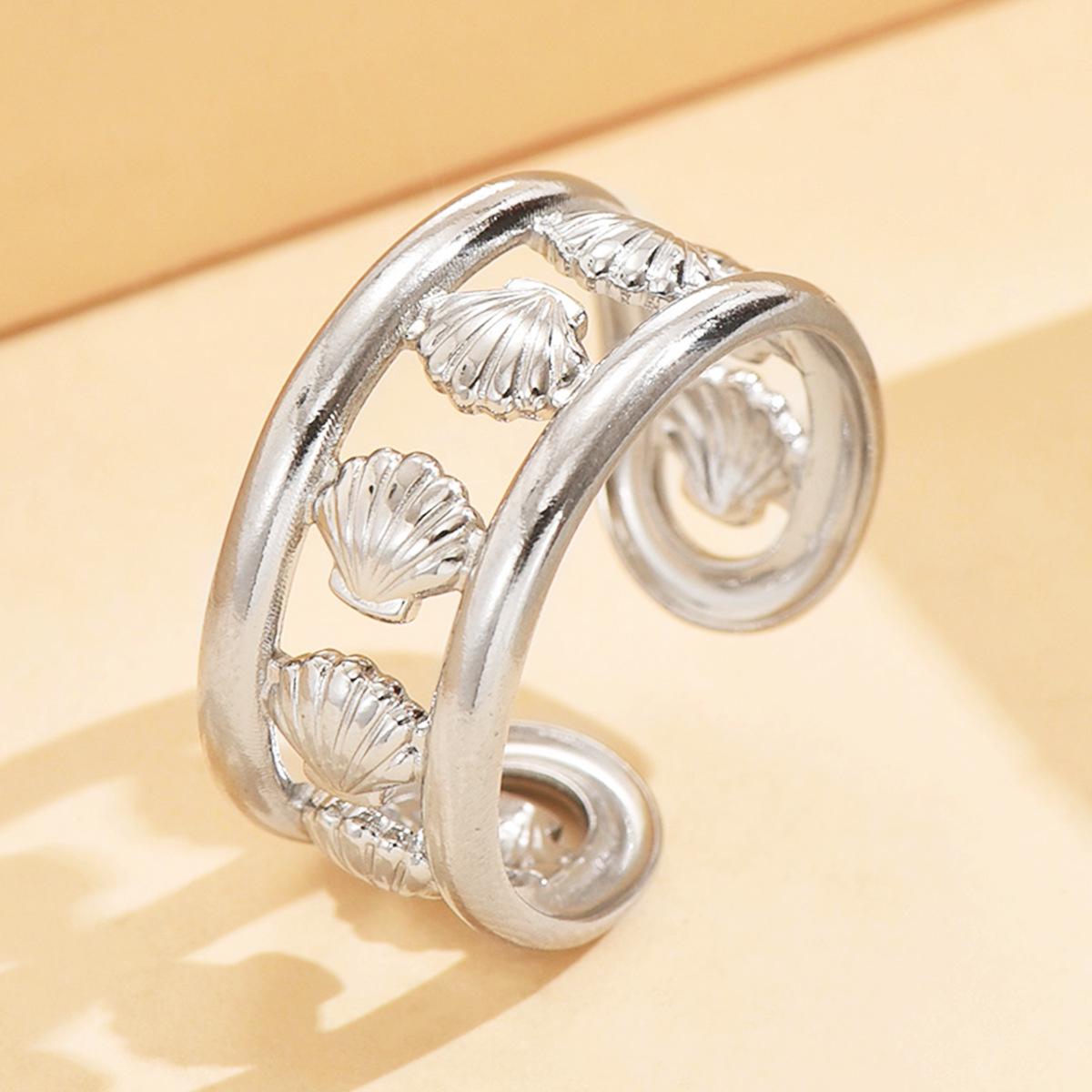 Ocean Series Bohemian Resort Style Stainless Steel Shell Ring