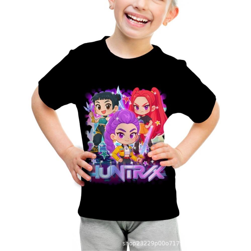 Children's casual short-sleeved T-shirt k-pop witch hunter group pattern 3D printed children's short-sleeved T-shirt
