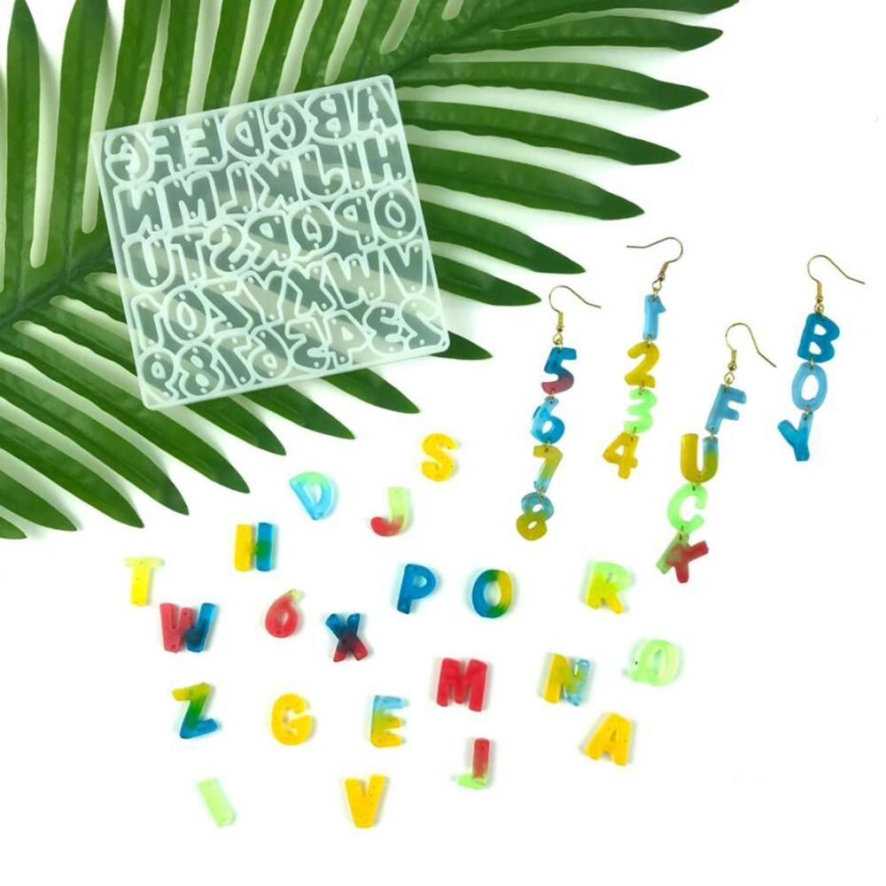 Alphabet Epoxy Resin Mold Letters Number Earrings Pendants Silicone Molds for DIY Epoxy Resin Necklace Bracelet Pendant Crafts