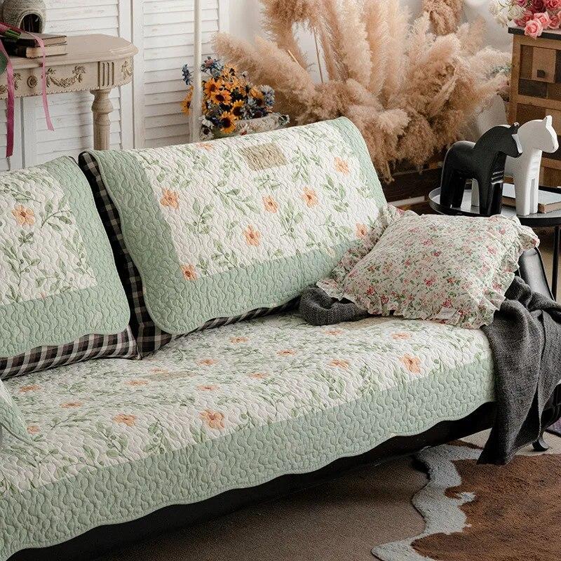 Universal Sofa Cushion All Cotton Pastoral Non-slip Leather Sofa Towel Cotton Four Seasons Comfortable