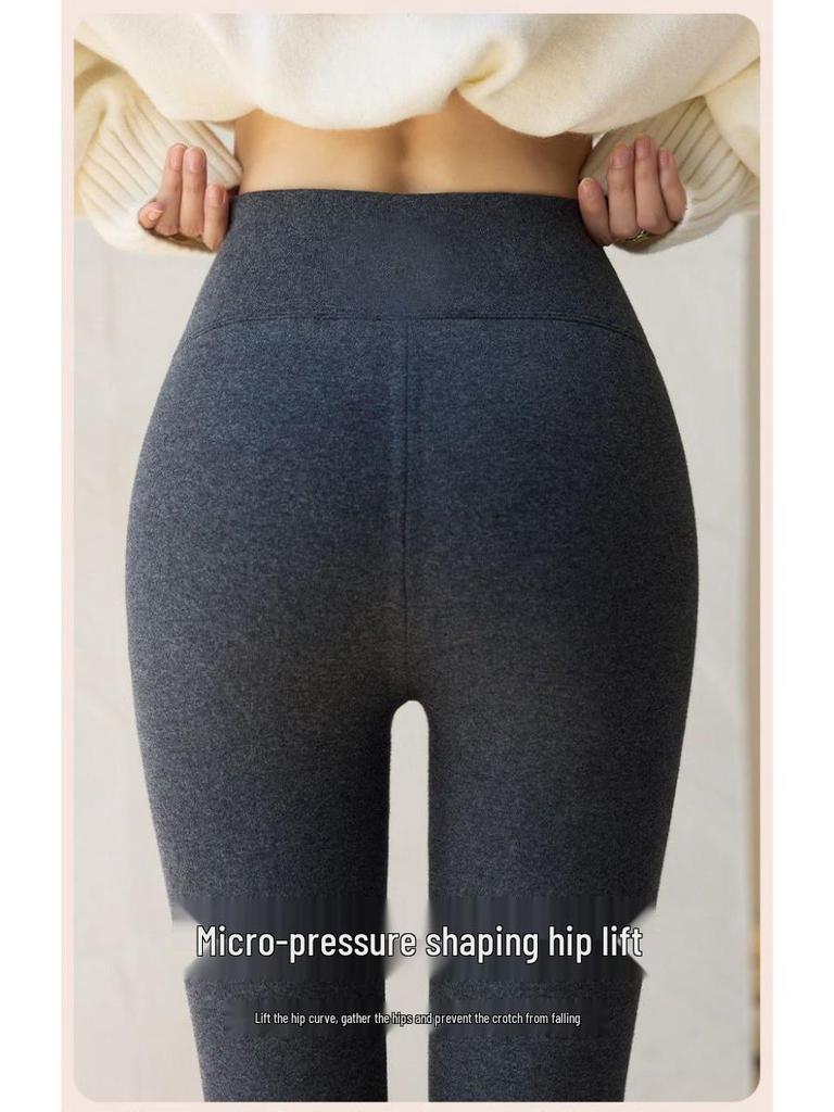 High Waist Fleece-Lined Grey Lambswool Leggings - Thick, Warm & Slimming for Autumn/Winter 2025