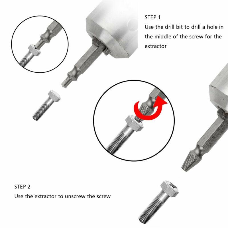 6PCS Screw Extractor Set for Damaged and Broken Bolt Removal High Hardness HSS Drill Bits with Double Headed Design