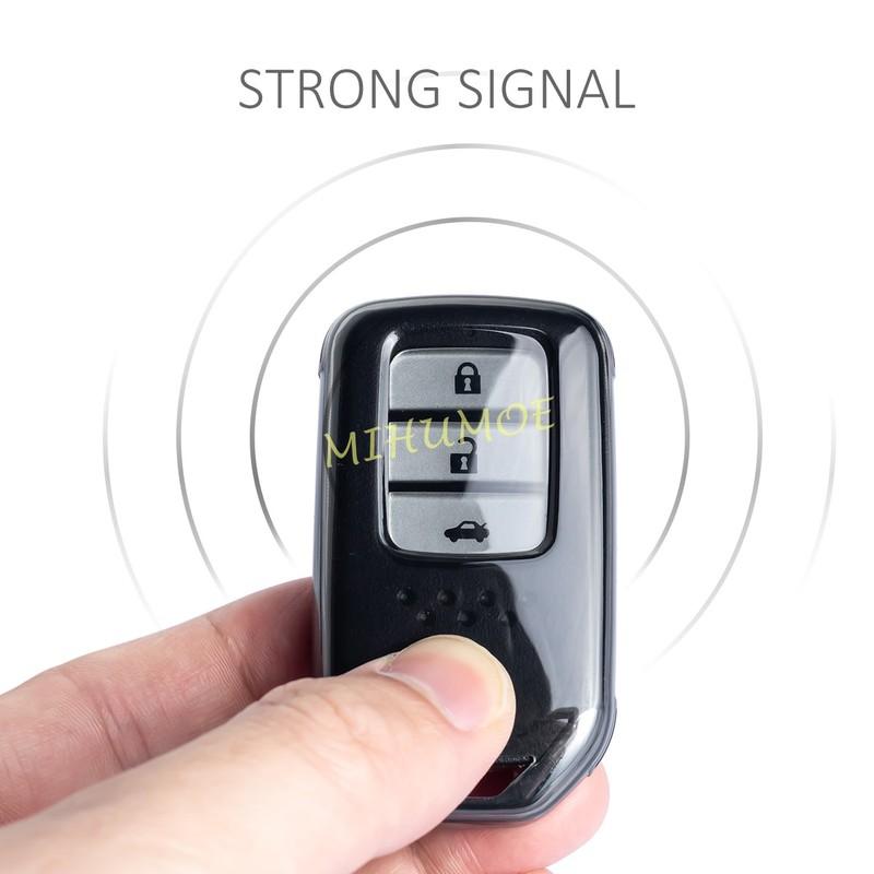 For Honda Civic Pilot CRV HRV Accord Passport Ight Clarity Odyssey Black Transparent Key Fob Case Cover Keychain Light Thin