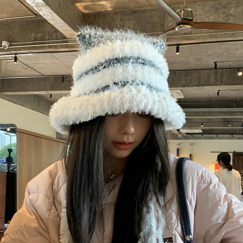 New Lion Hat Autumn and Winter Warm Plush Hat Big Eaves Ear Protection Cute Wool Hat Show Face Small Knitted Hat Children