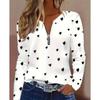 Autumn Zipper V Neck Long Sleeve Print Casual Top Women's Shirt Fashion Loose Blouses And Tops Female