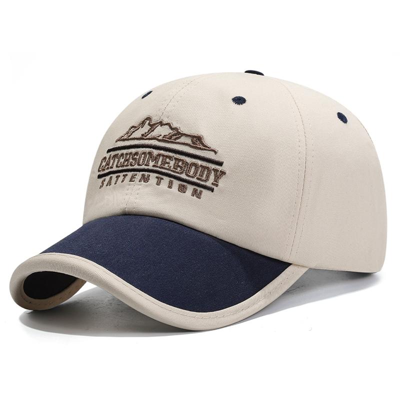 Baseballkappe mit kurzem Schirm, farblich passende Buchstaben, atmungsaktiv, weiches Oberteil, Unisex, Outdoor-Sonnenhut