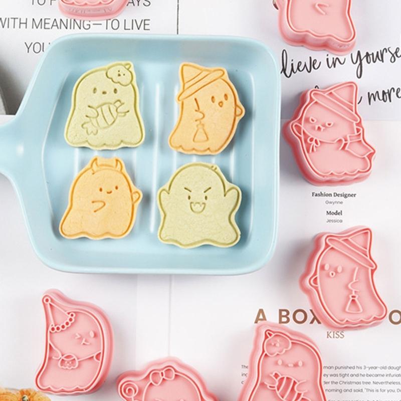 8Pieces Cookie Molds Halloween Biscuit Cutter Ghostly Shape Cookie Molds Baking Tool Suitable for Familys Gatherings
