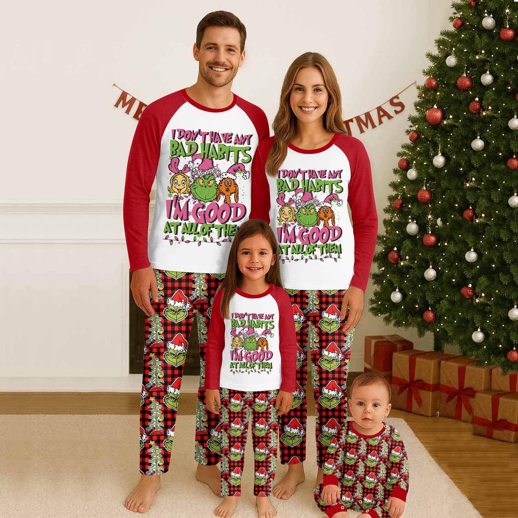 Family Matching Print Sets Pajamas Loungewear Outfits Family Matching Long Sleeve Tops+Pants Set