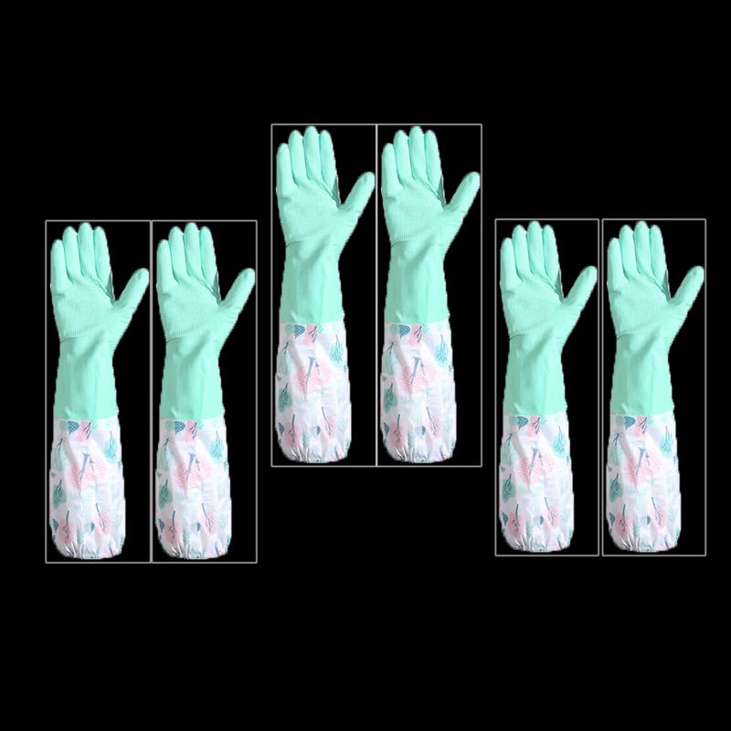 Meiliya Extra Long Warm Lined Latex Household Gloves