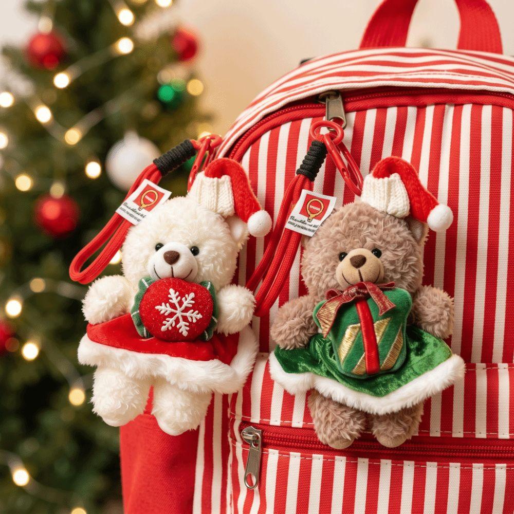 Santa Hat Plush Toy Pendant Cute Dress Xmas Bag Charm Christmas Bear Keychain Stocking Stuffers