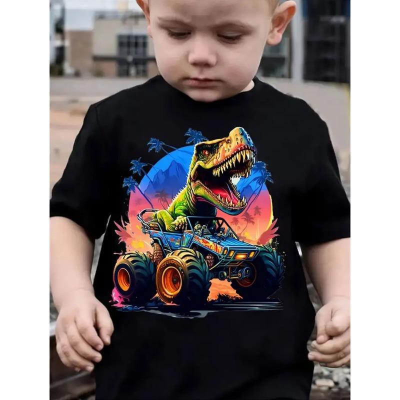 Children's T-Shirt Dinosaur Pattern Boys Clothes Casual O-Neck T-Shirt for a Boy Street Trendy Fashion Tops Children's Clothing