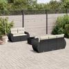 Vidaxl 6-Cz. Gartenmöbel-Set mit Kissen, Schwarzer Polyrattan