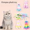 Cat Toys Cute Octopus Plush Toy Bite Resistant Teeth Interactive Rainbow Dog Toys Teasing Sticks Changing Heads Play Supplies