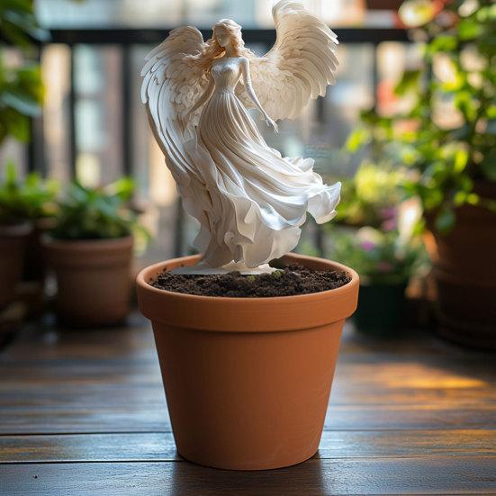 Angel Garden Stake Decor, Acrylic Angel Garden Sign with Stake, Elegant Winged Angel Sculpture for Indoor Outdoor Yard Lawn Balcony